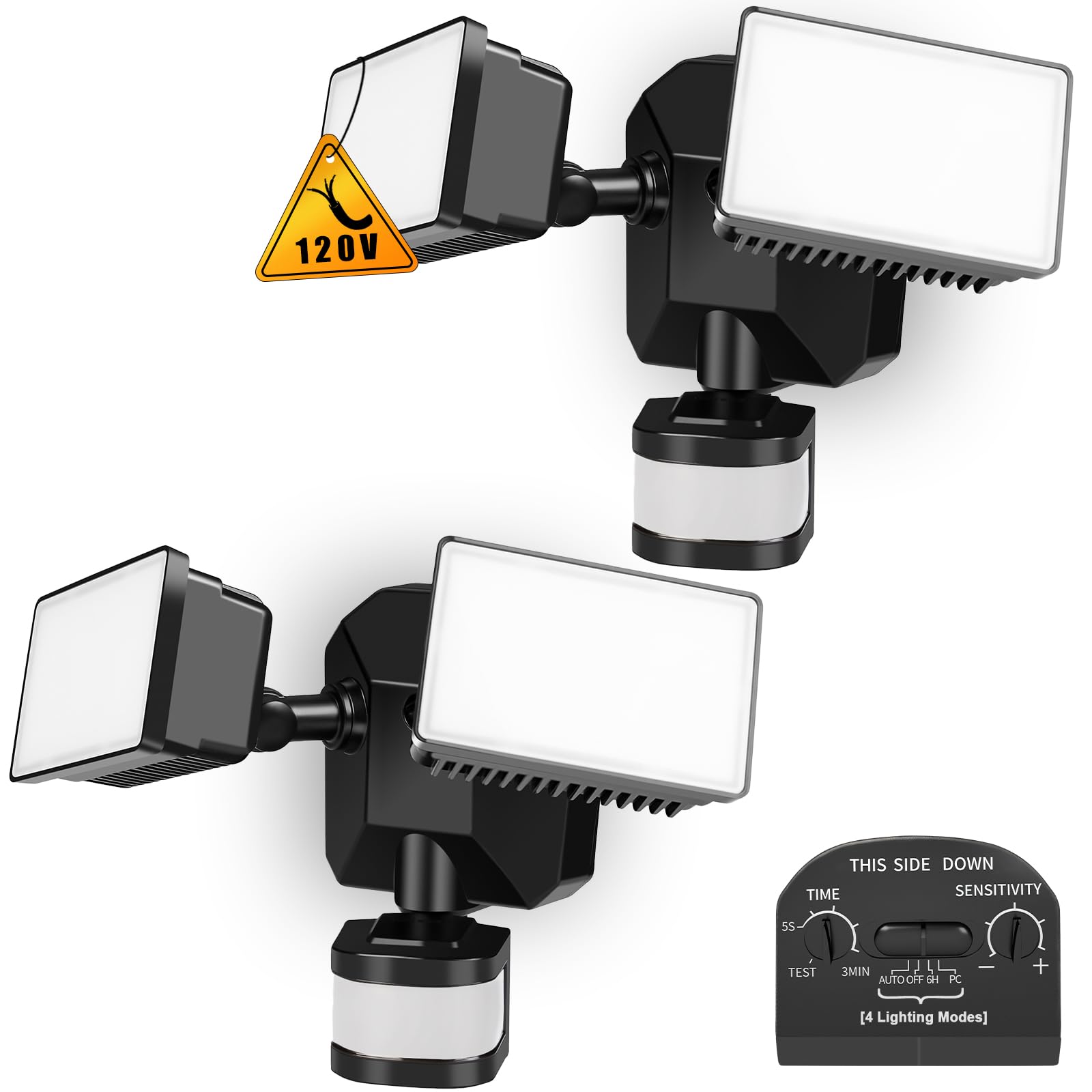 EMANER Dusk-to-Dawn Floodlights with Motion Sensor, 4 Lighting